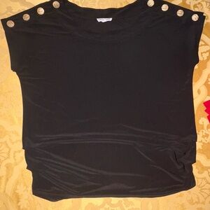 Lily Star Black Top with Gold Button Accents